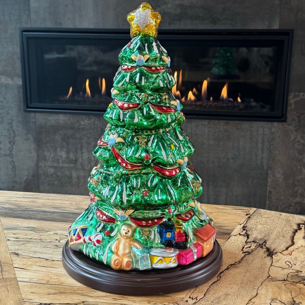 Vintage 2003 Thomas Pacconi Classics Blown Glass Christmas Tree 17" with COA